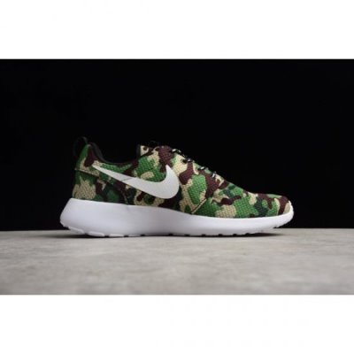 Nike Roshe Run Id Beyaz / Camo Yeşil Koşu Ayakkabısı Türkiye - F7V3RDK6